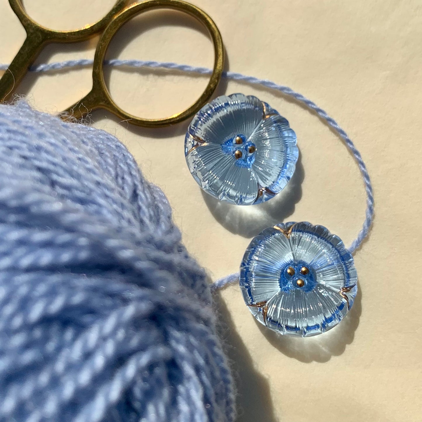 blå krystal glasknap 22mm