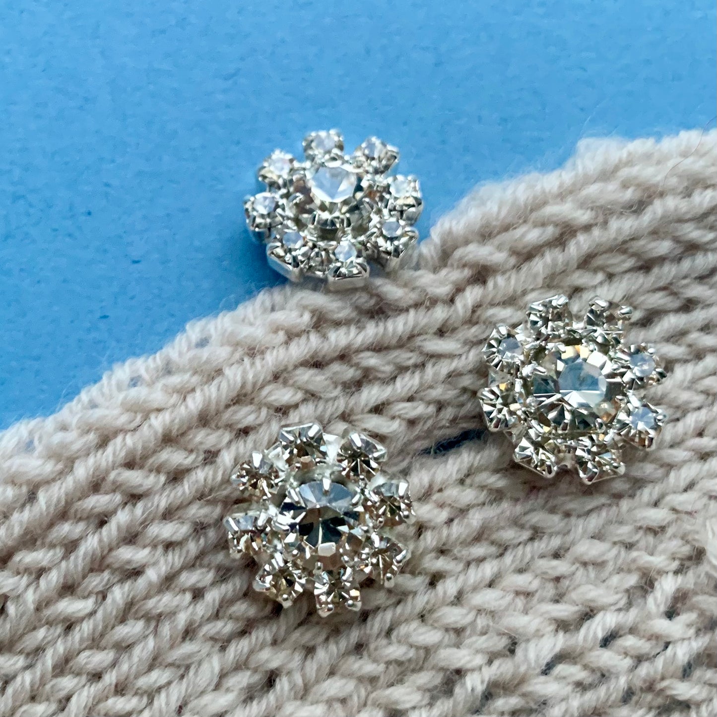 14 mm – HOLLY knopf – Vintage-Kristall, Silber