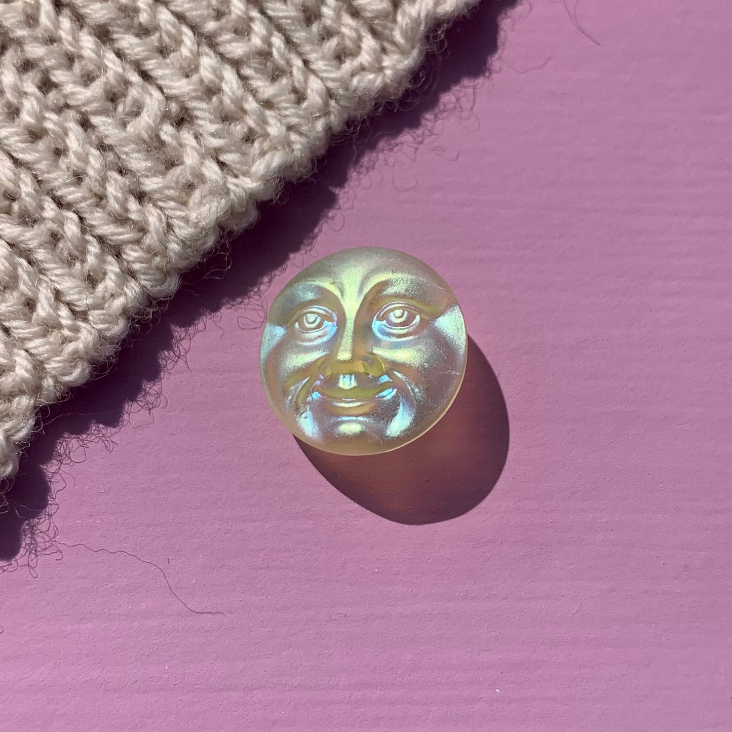 18mm - MÅNE knap - Hvid mat, Perlemor