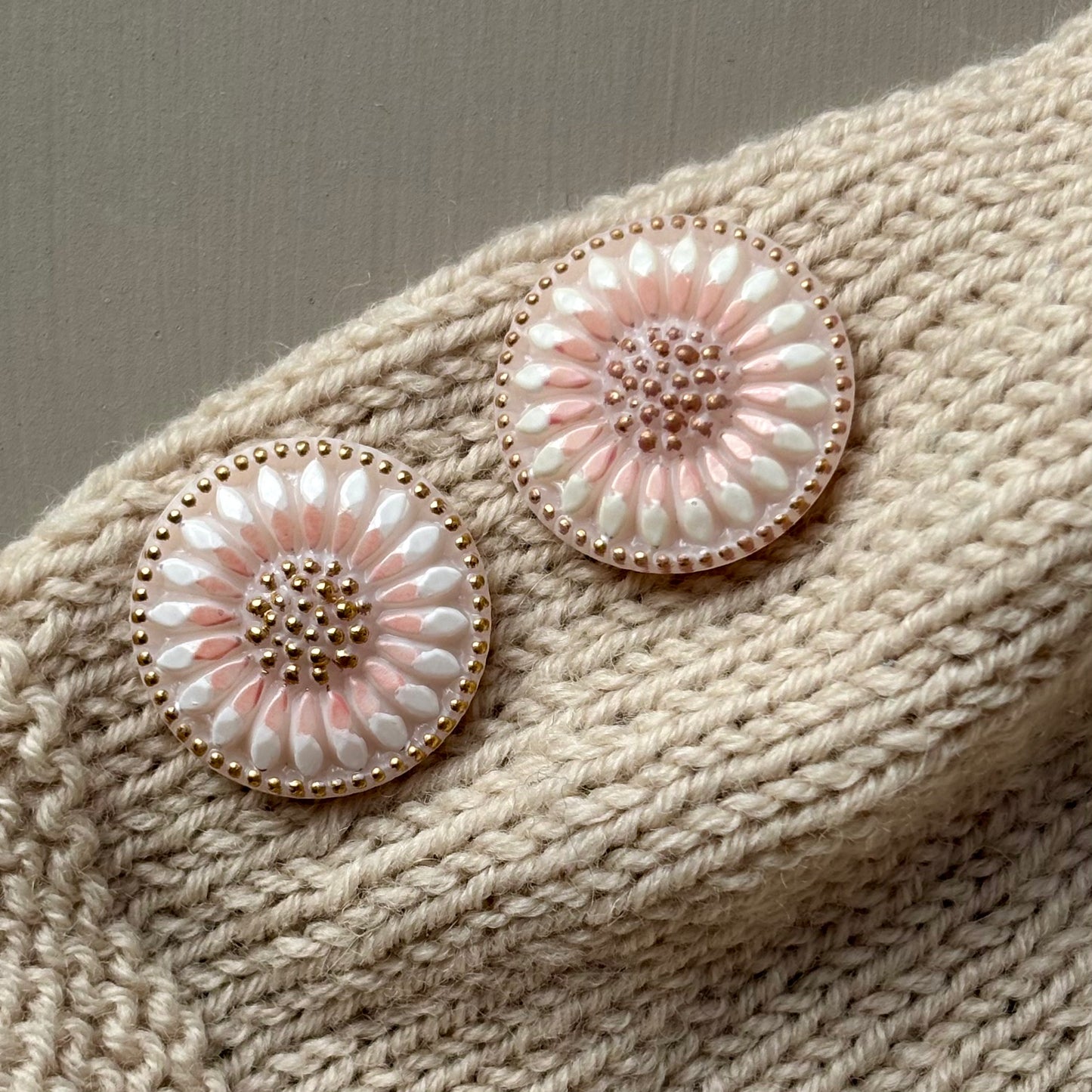 håndlavet glasknap rosa guld 22mm