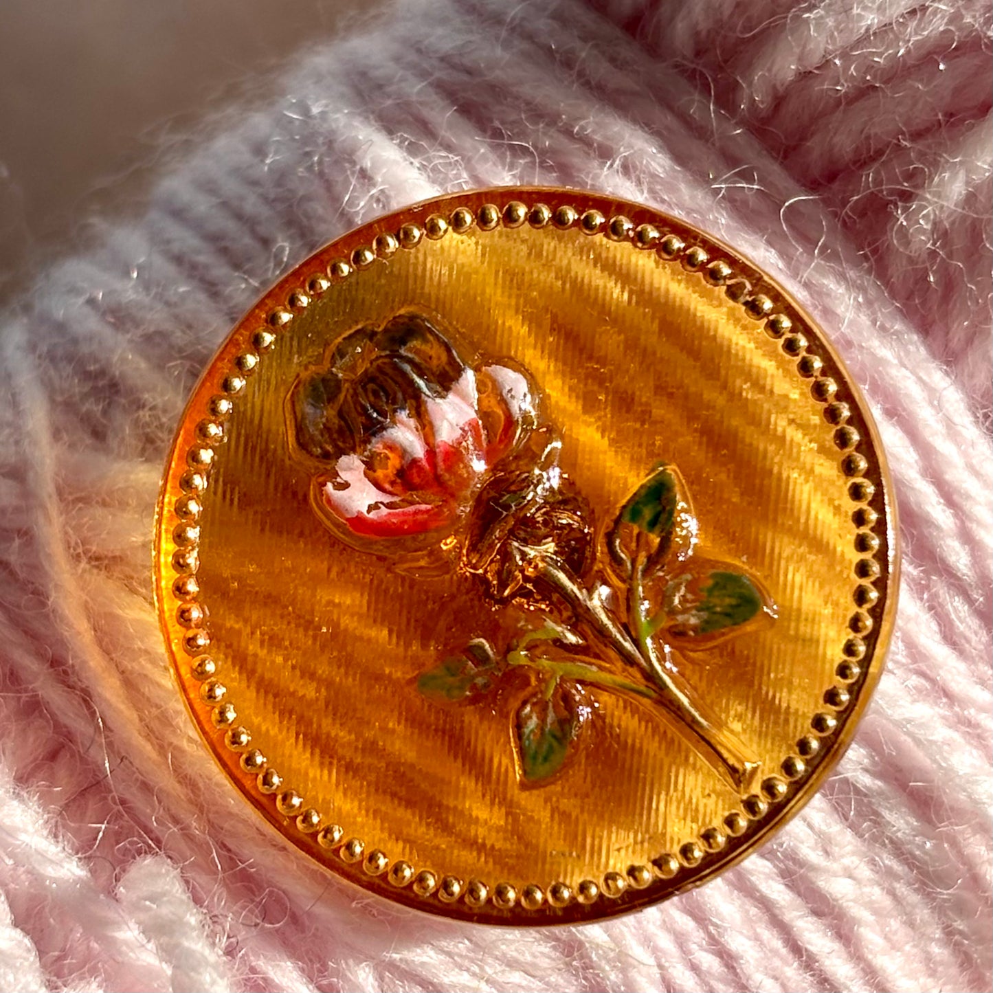 Stor Rose glasknap brun guld 32mm