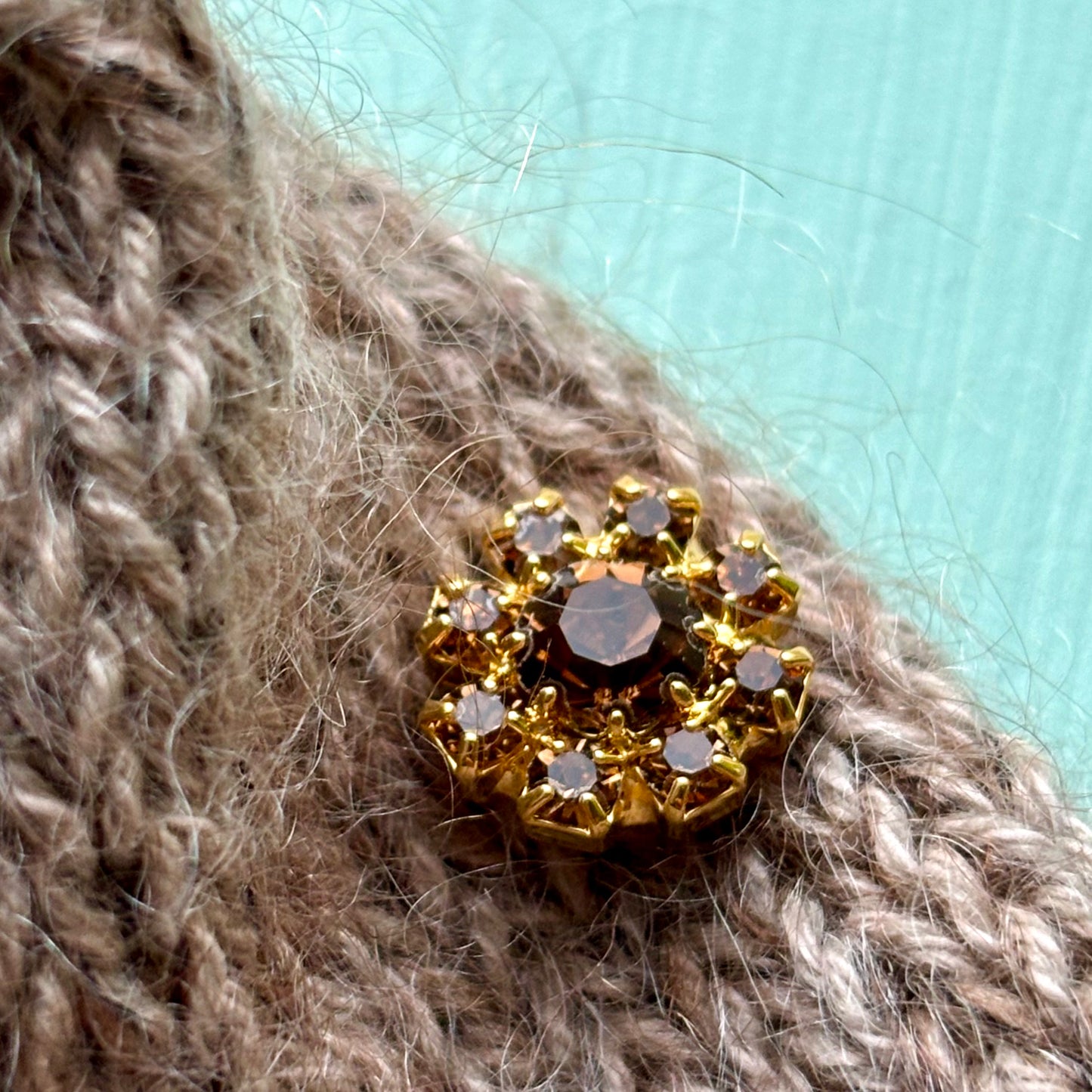 similiknap brun guld 14mm knap til strik