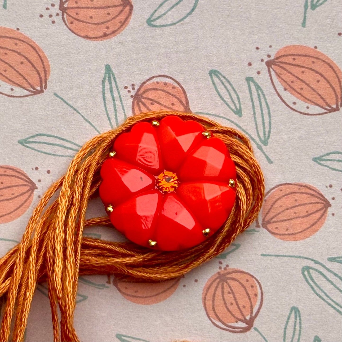 glasknap dahlia orange guld klar similisten 18mm