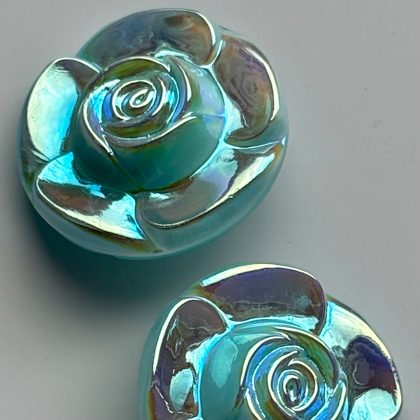 rose glasknap 26mm turkis perlemorseffekt