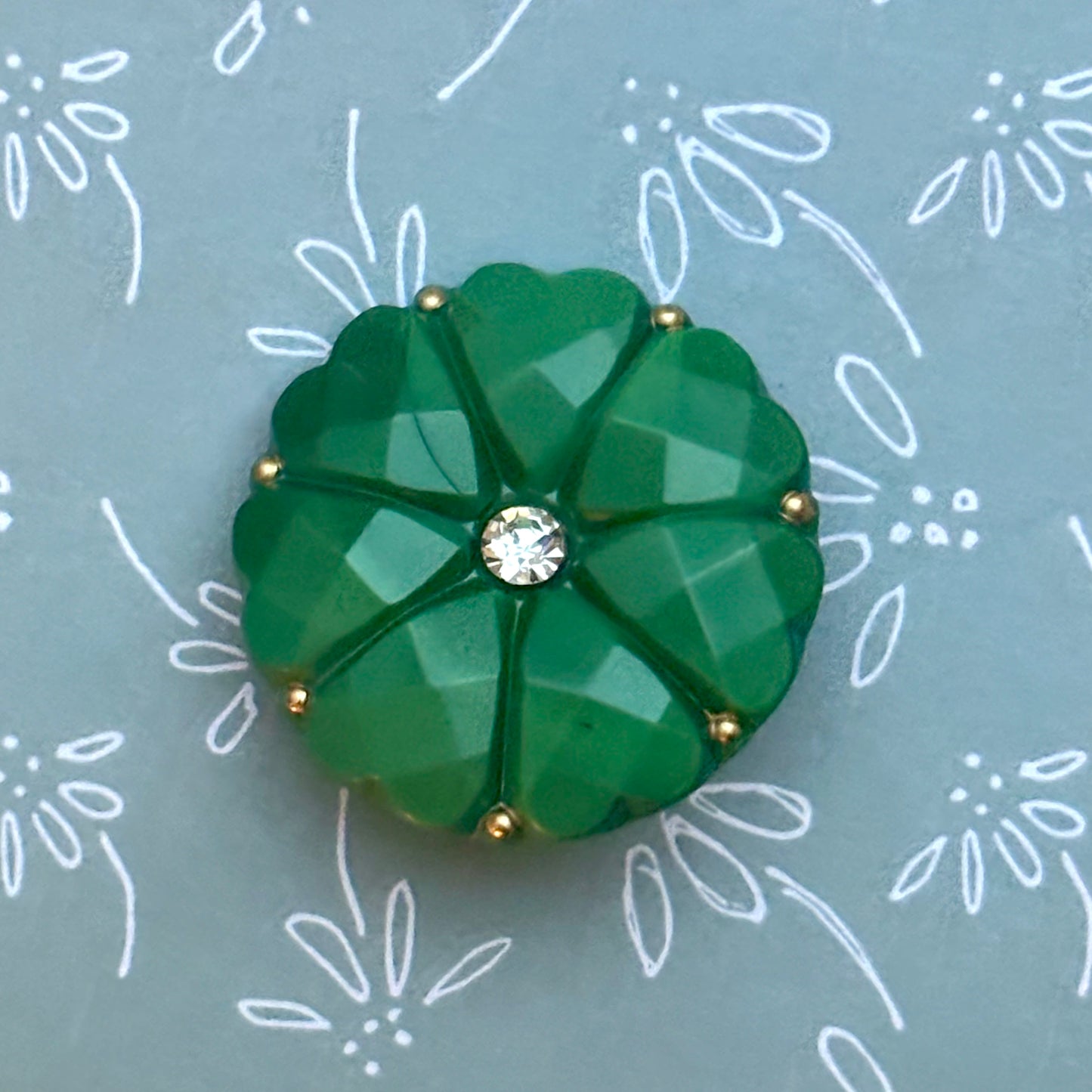 glasknap dahlia 26mm skov grøn guld prik klar similisten