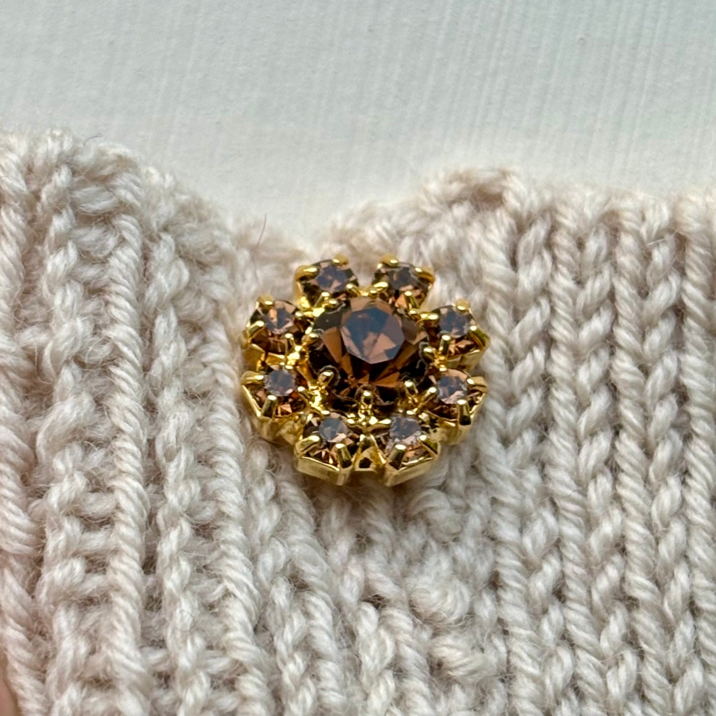 similiknap brun guld 14mm knap til strik