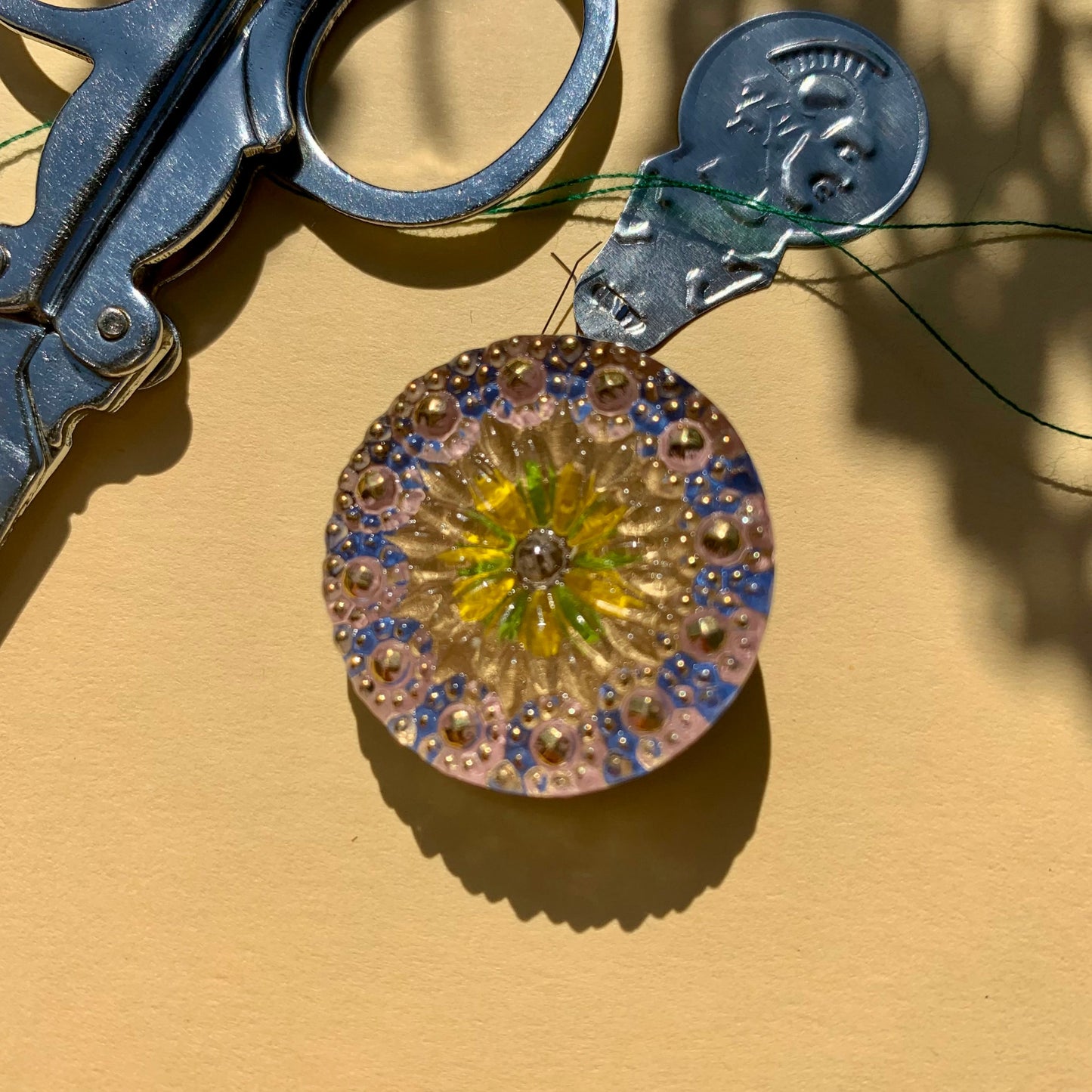 Glasknap med blomster motiv 26mm