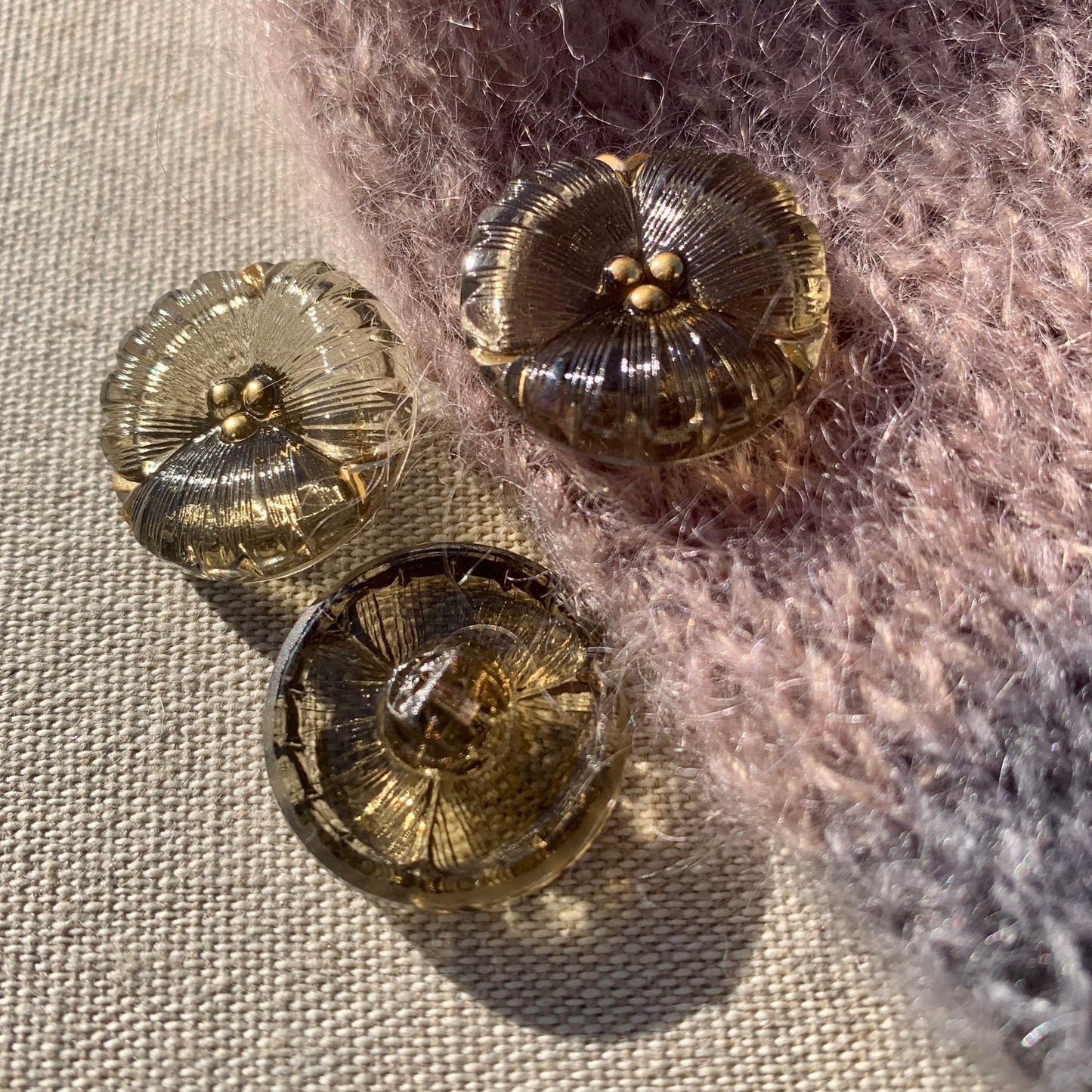 22mm - DAISY knap - Brun, Guld
