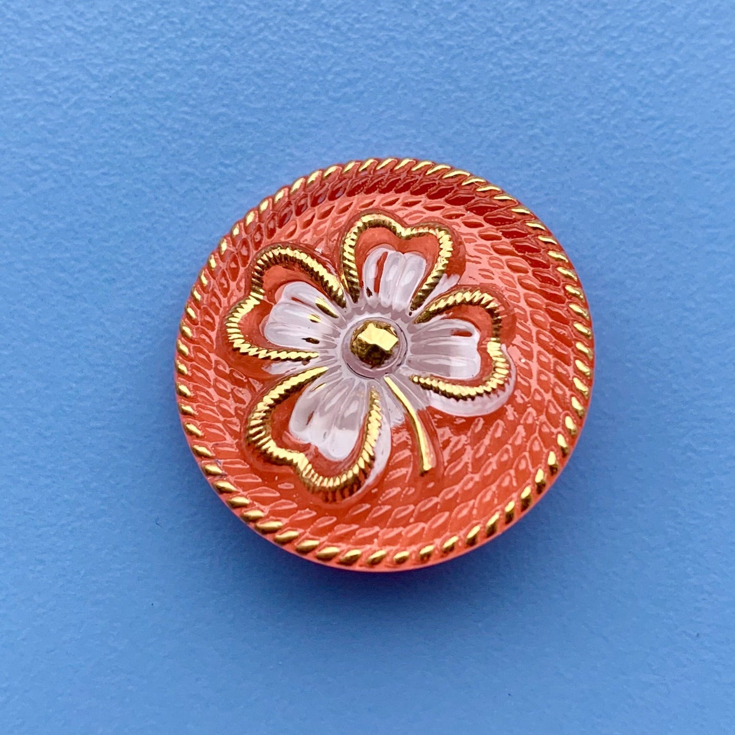 kløverknap 26mm fersken rosa glasknap
