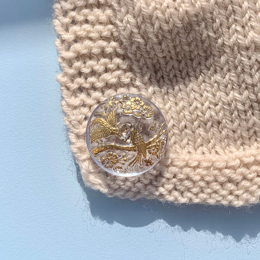 22mm - NATTERGALE knap - klart, guld