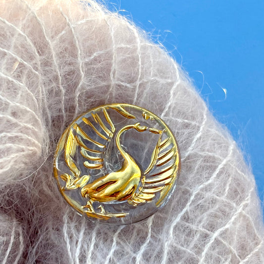 22mm - SVANE knap - klar/ guld
