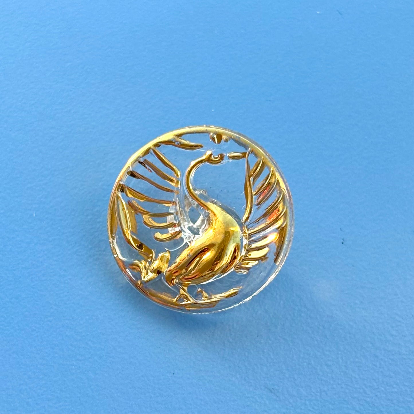 22mm - SVANE knap - klar/ guld