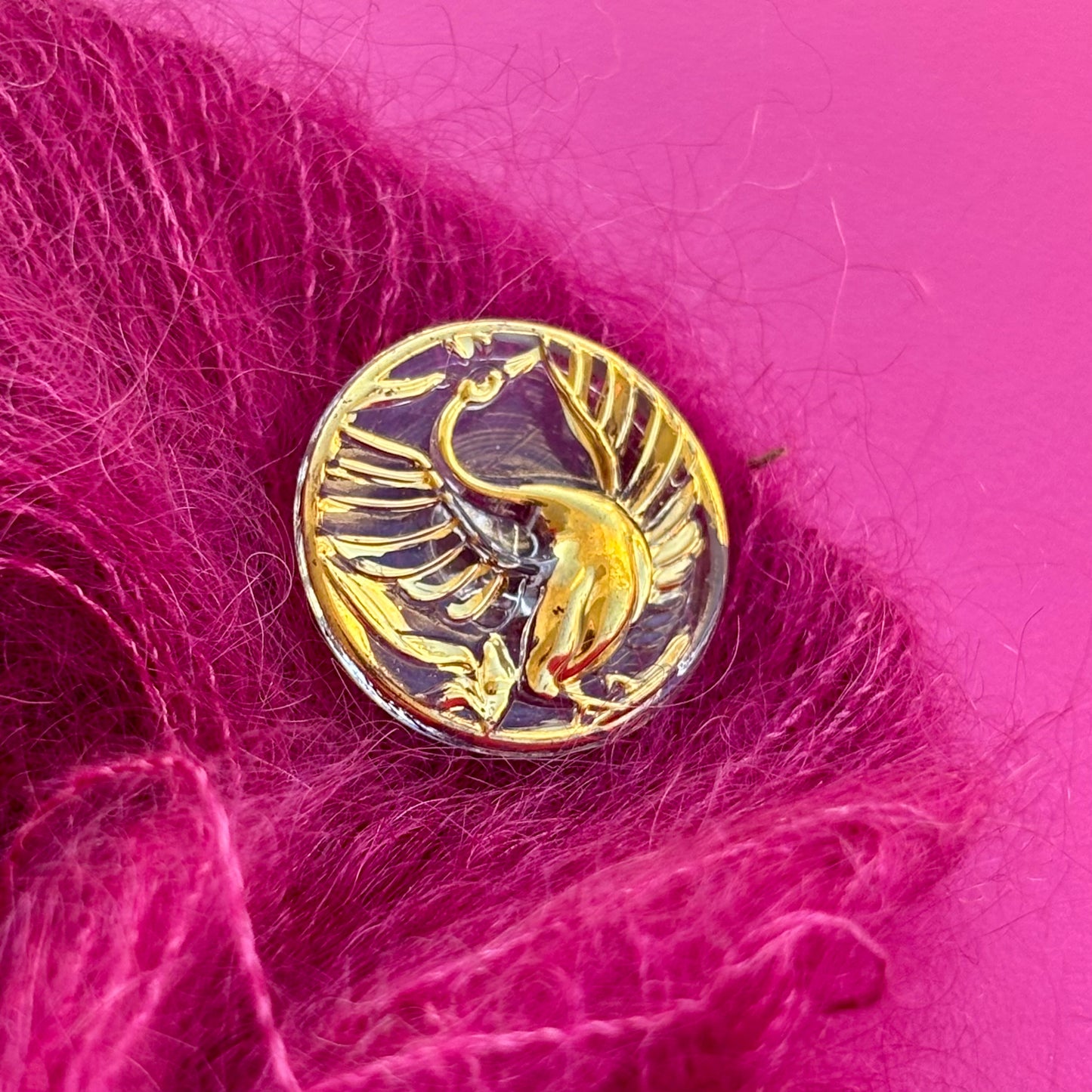 22mm - SVANE knap - klar/ guld