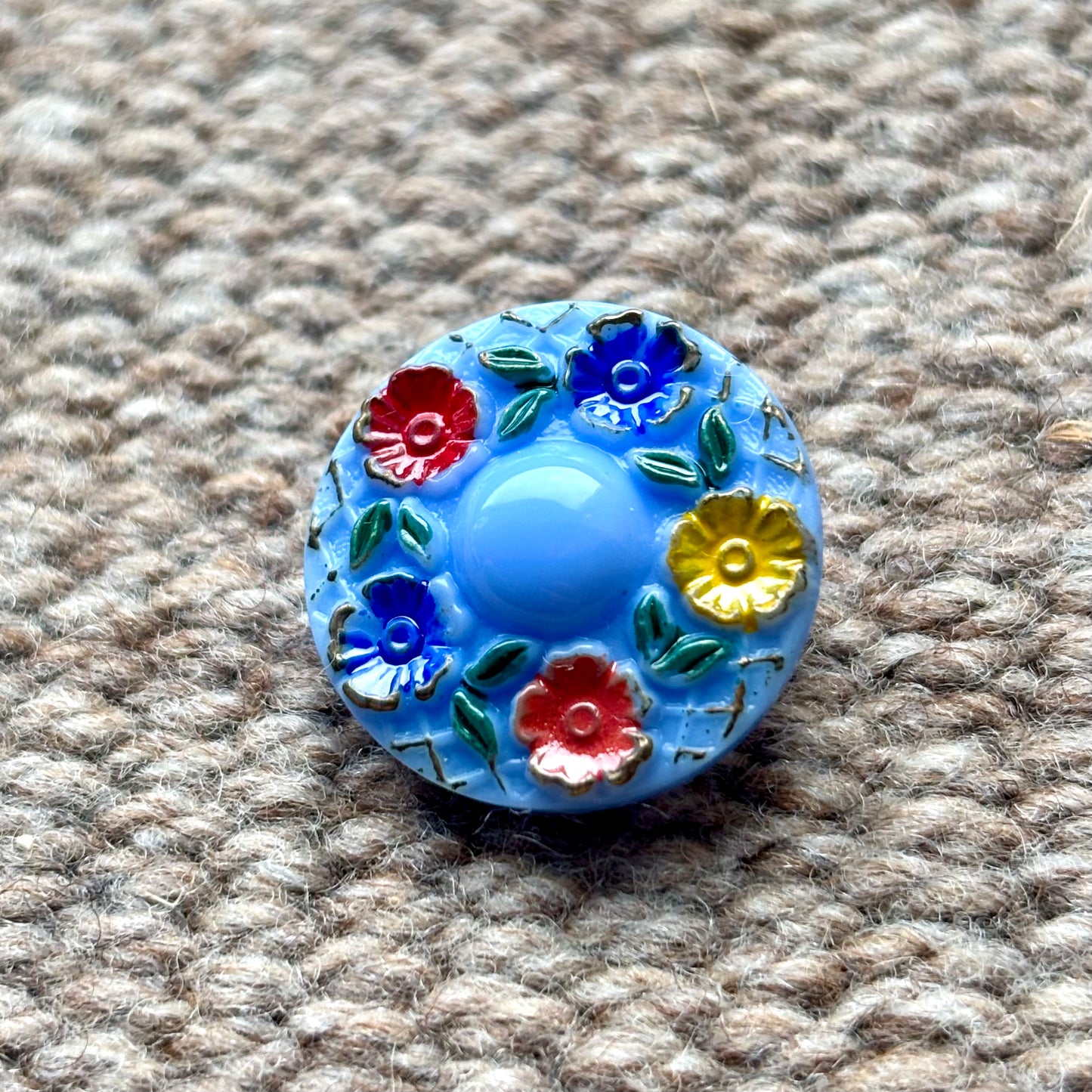 22mm - ROSENHAVEN knap - Blå, guld