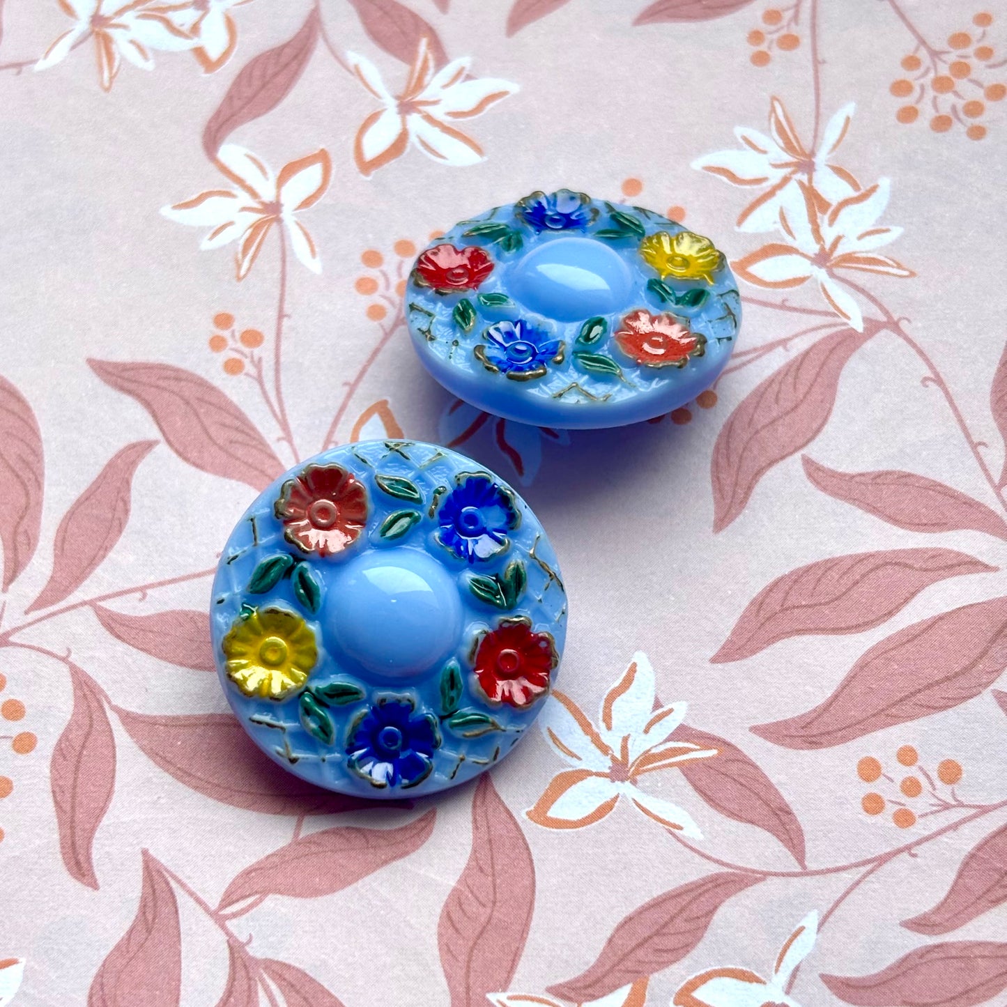 22mm - ROSENHAVEN knap - Blå, guld