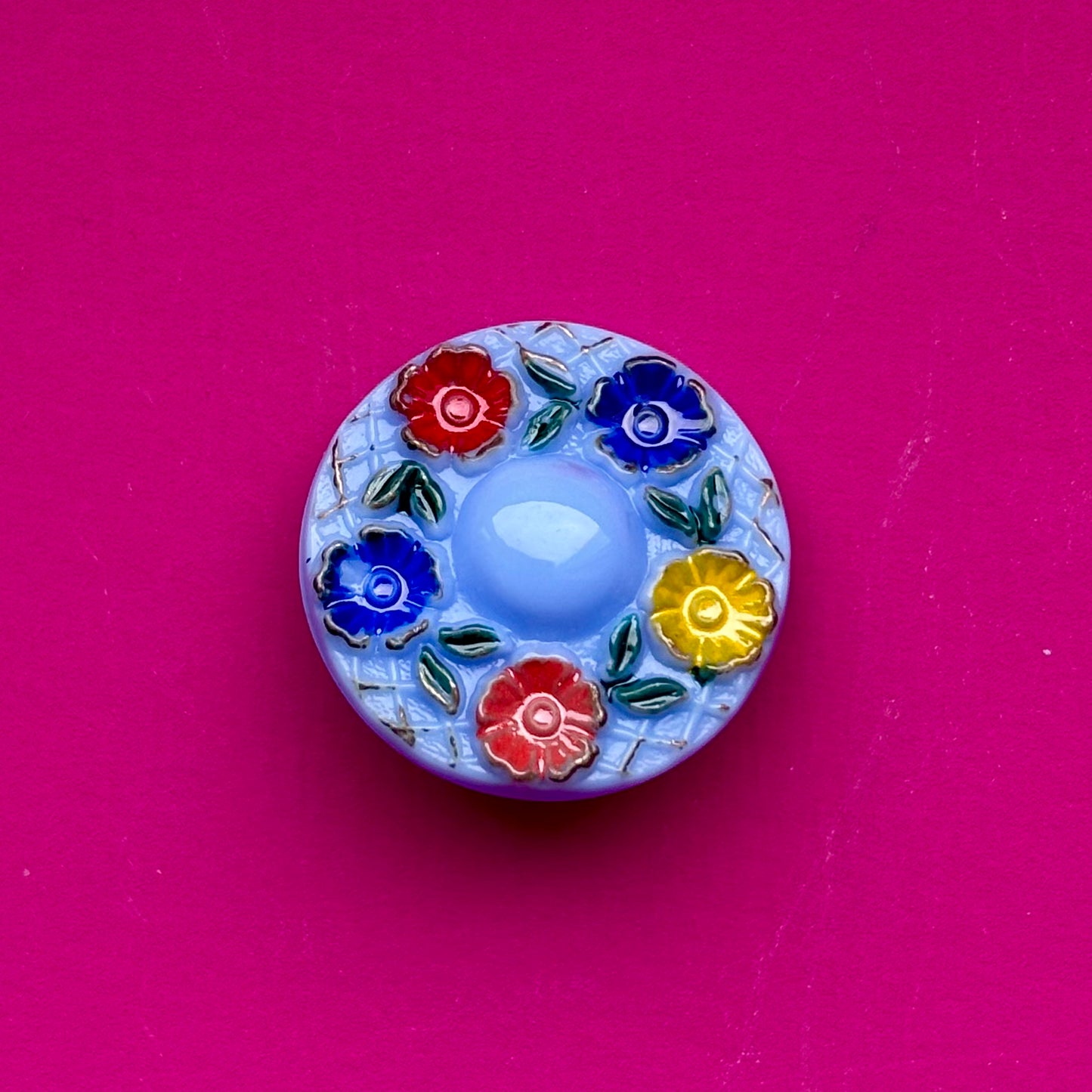 22mm - ROSENHAVEN knap - Blå, guld