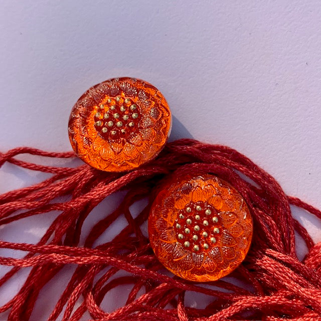 glasknap Anemone orange 18mm
