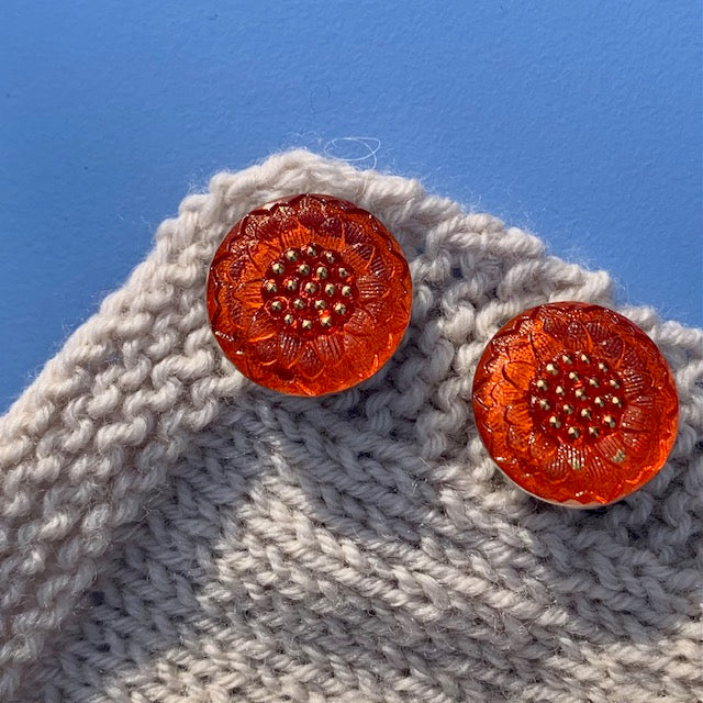 glasknap Anemone orange 18mm