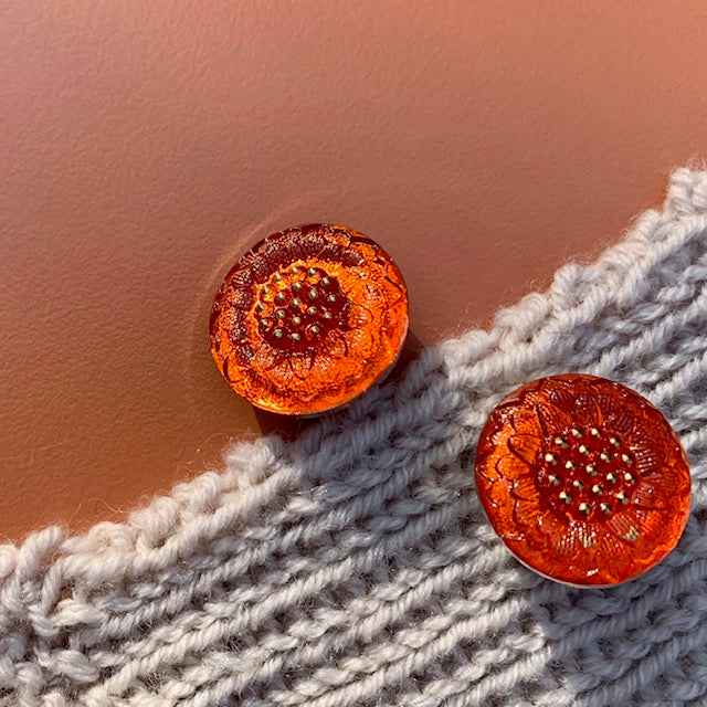 glasknap Anemone orange 18mm
