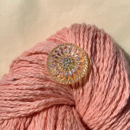 Gul glasknap 18mm med spejl effekt 