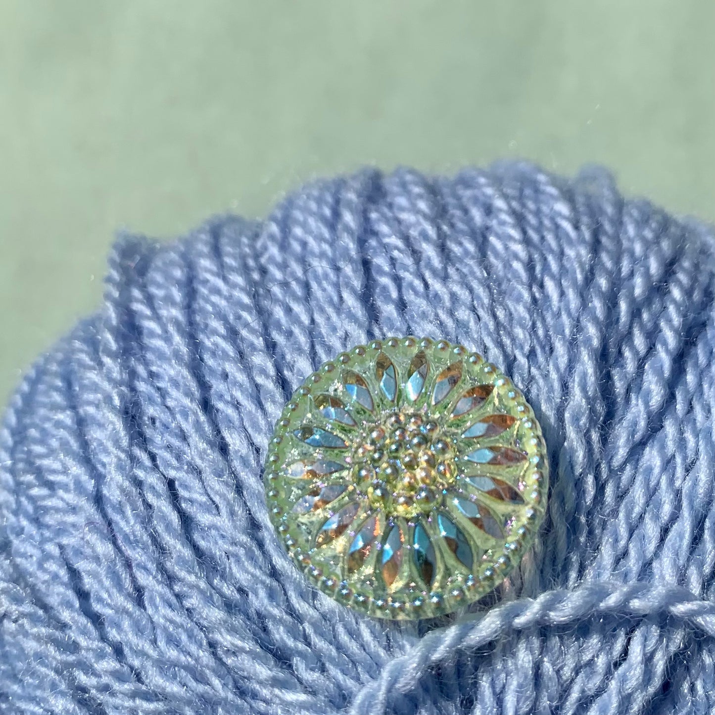 Gul glasknap 18mm med spejl effekt 