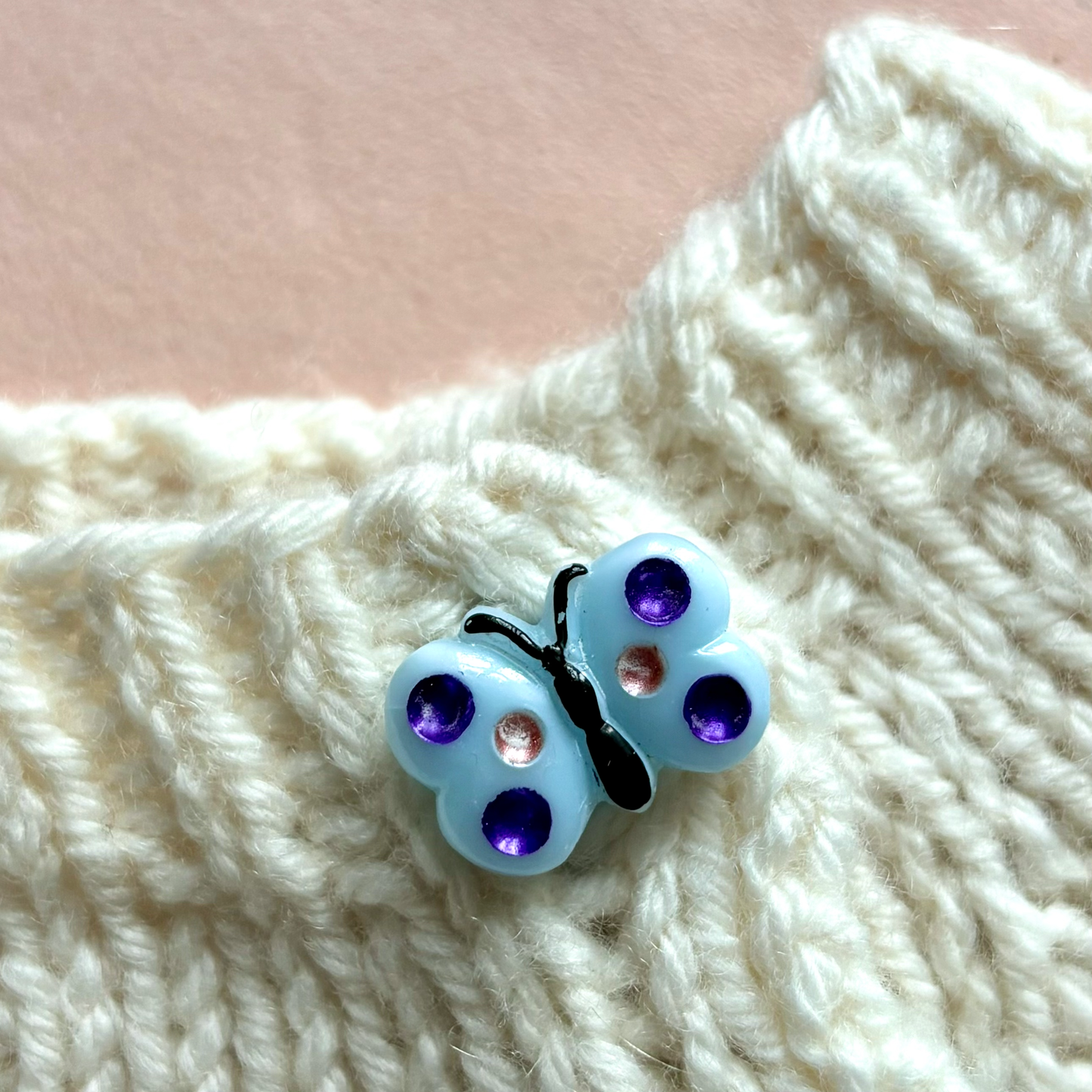 13x18mm - SOMMERFUGL knap - Blå, multi