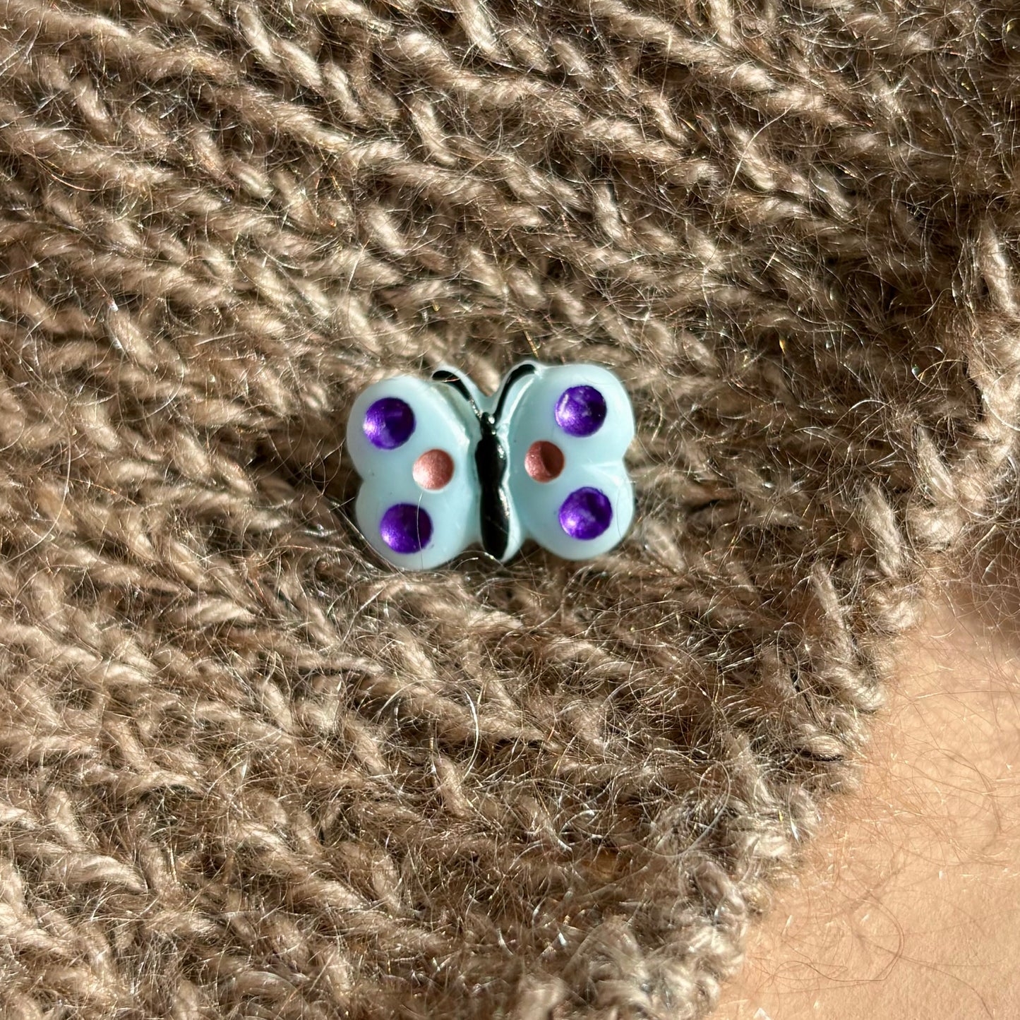 13x18mm - SOMMERFUGL knap - Blå, multi