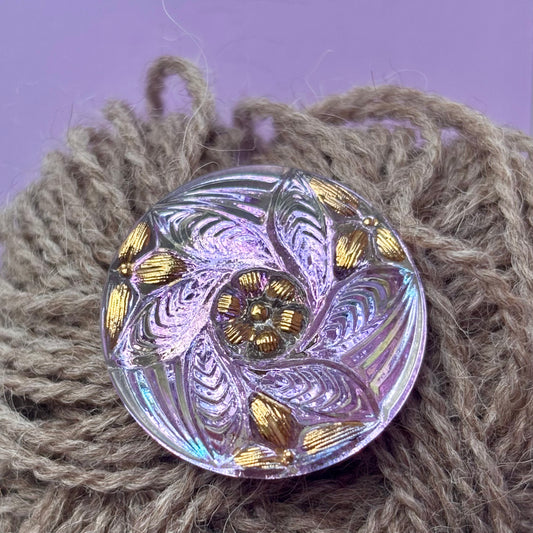 26mm - SAKURA knap - klar, pastel, Guld
