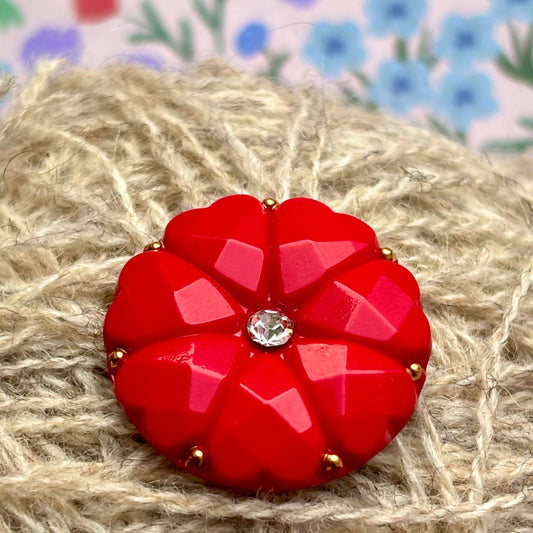 26mm - DAHLIA knap - Rød, guld