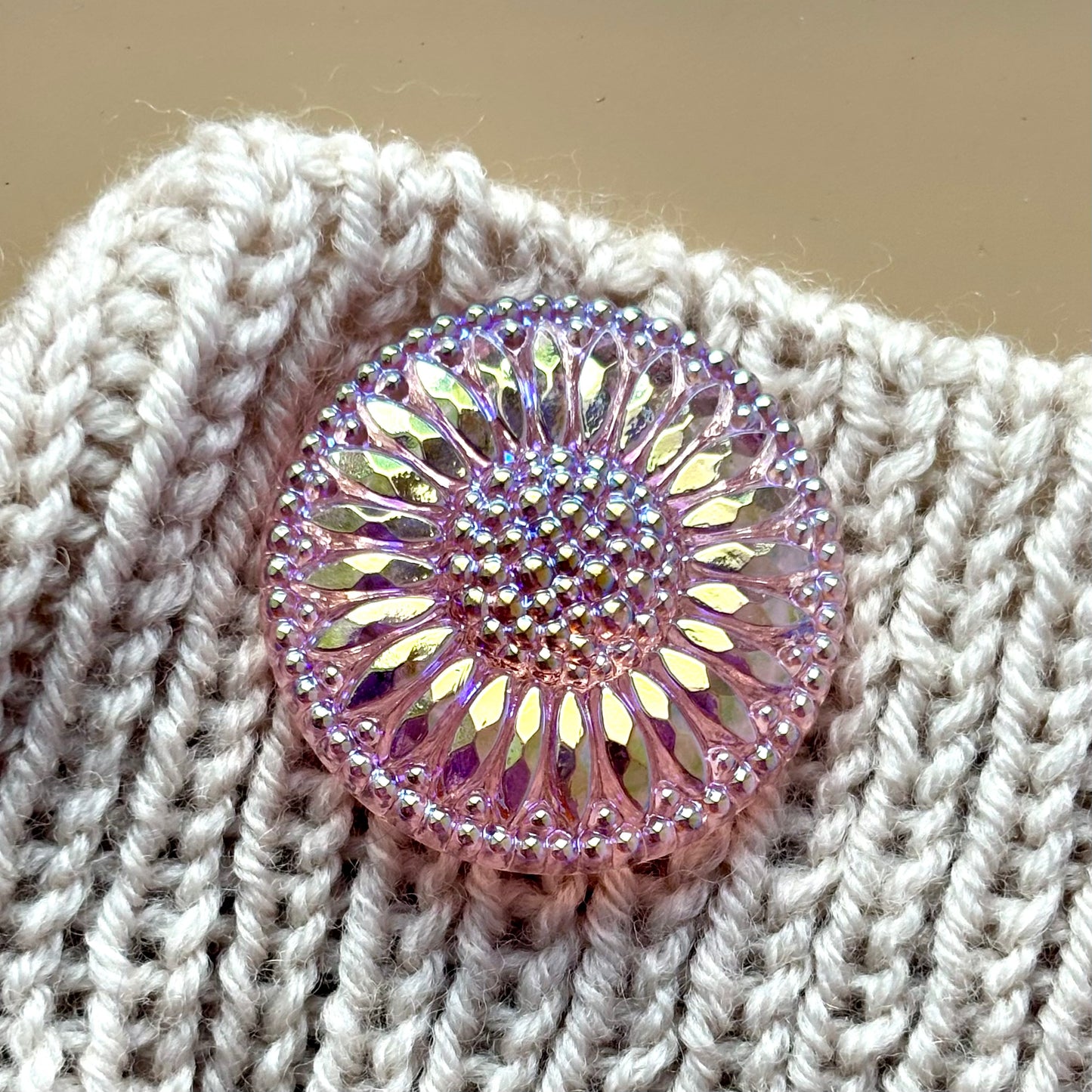 26mm - SOLSIKKE knap - Rosa, Perlemor