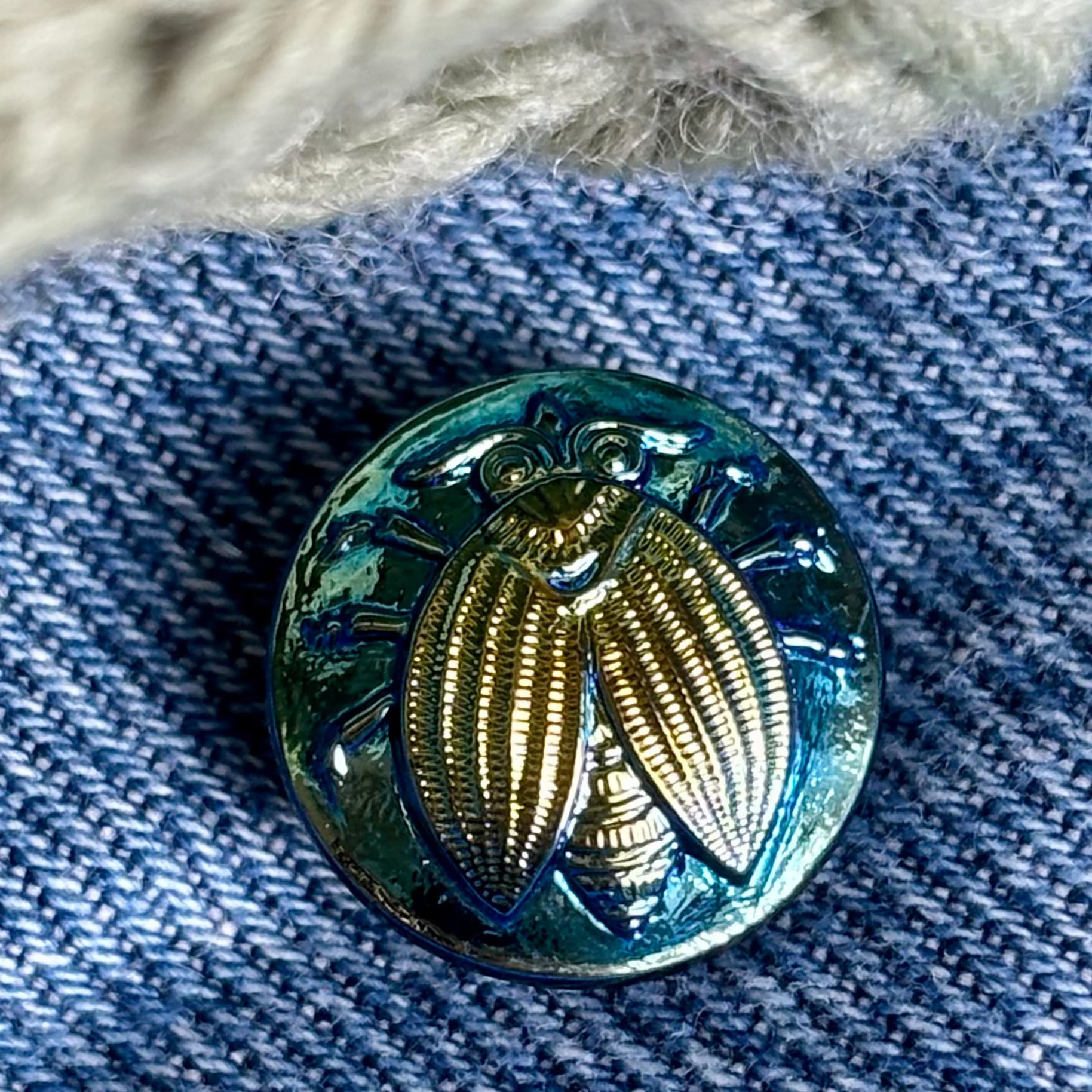 glasknap bille 18mm sort perlemors effekt 