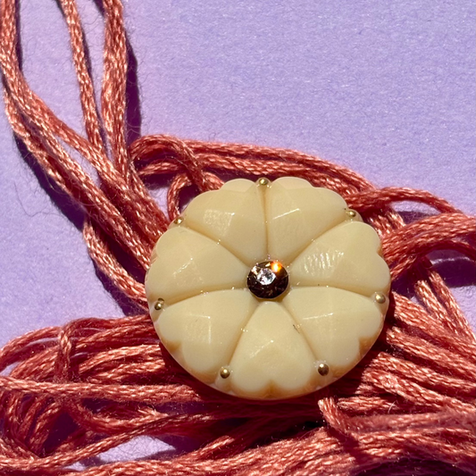 glasknap dahlia karamel brun, brun sten haandlavet knap til strik 