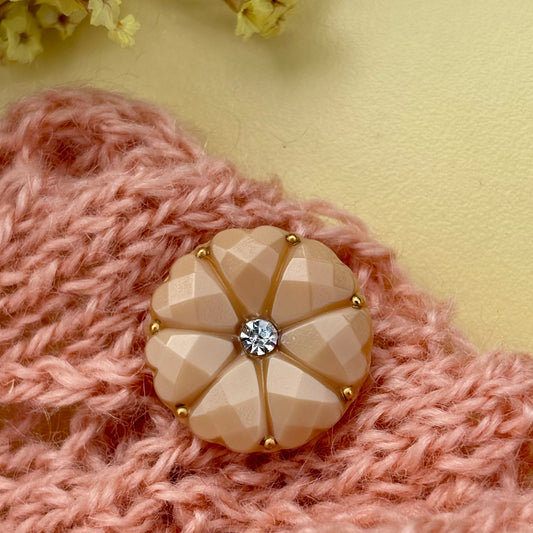 Dahlia glasknap karamel brun klar similisten, guld dutter 22mm 