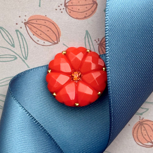 glasknap dahlia orange guld klar similisten 18mm 