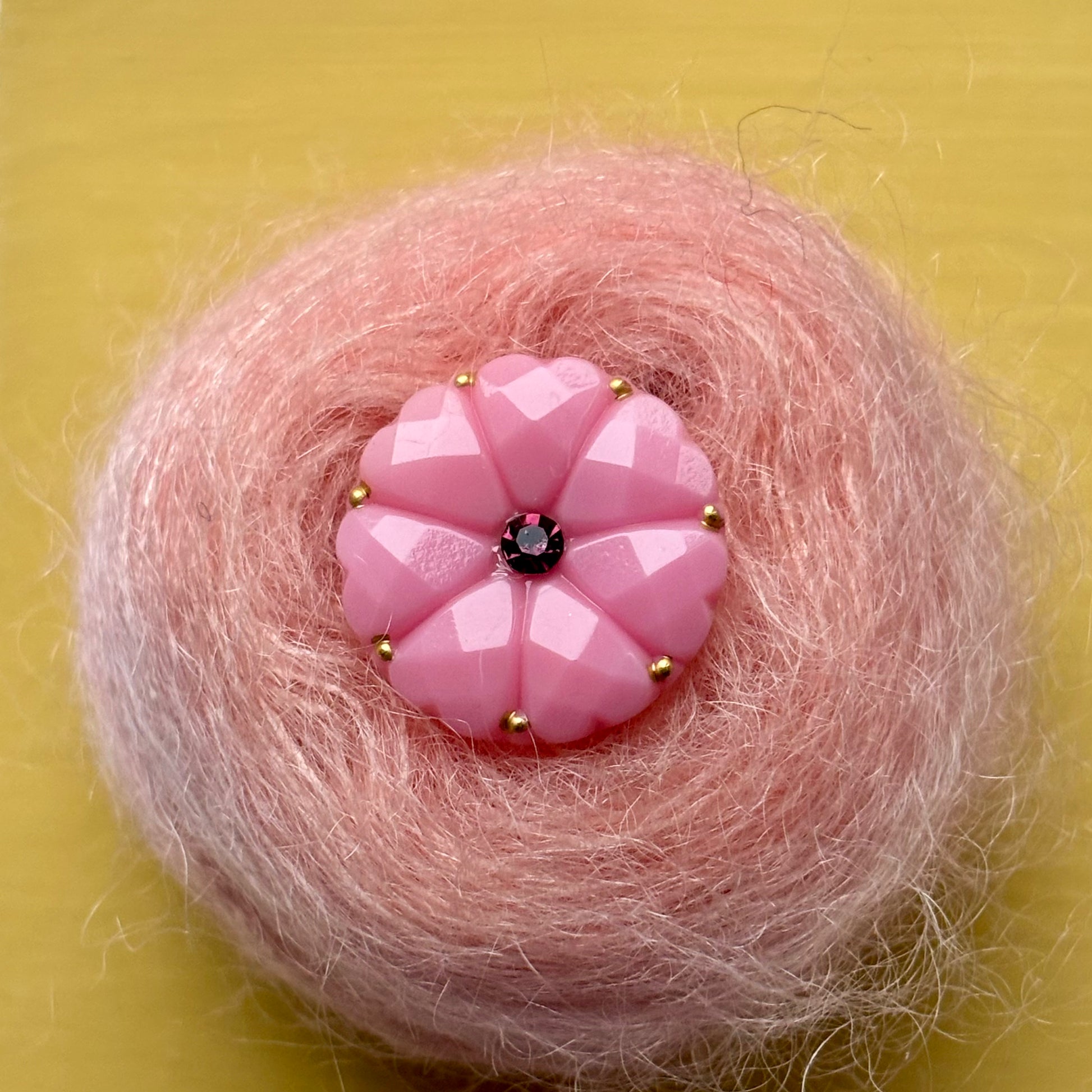 glasknap dahlia pink guld prik 22mm klar similisten 