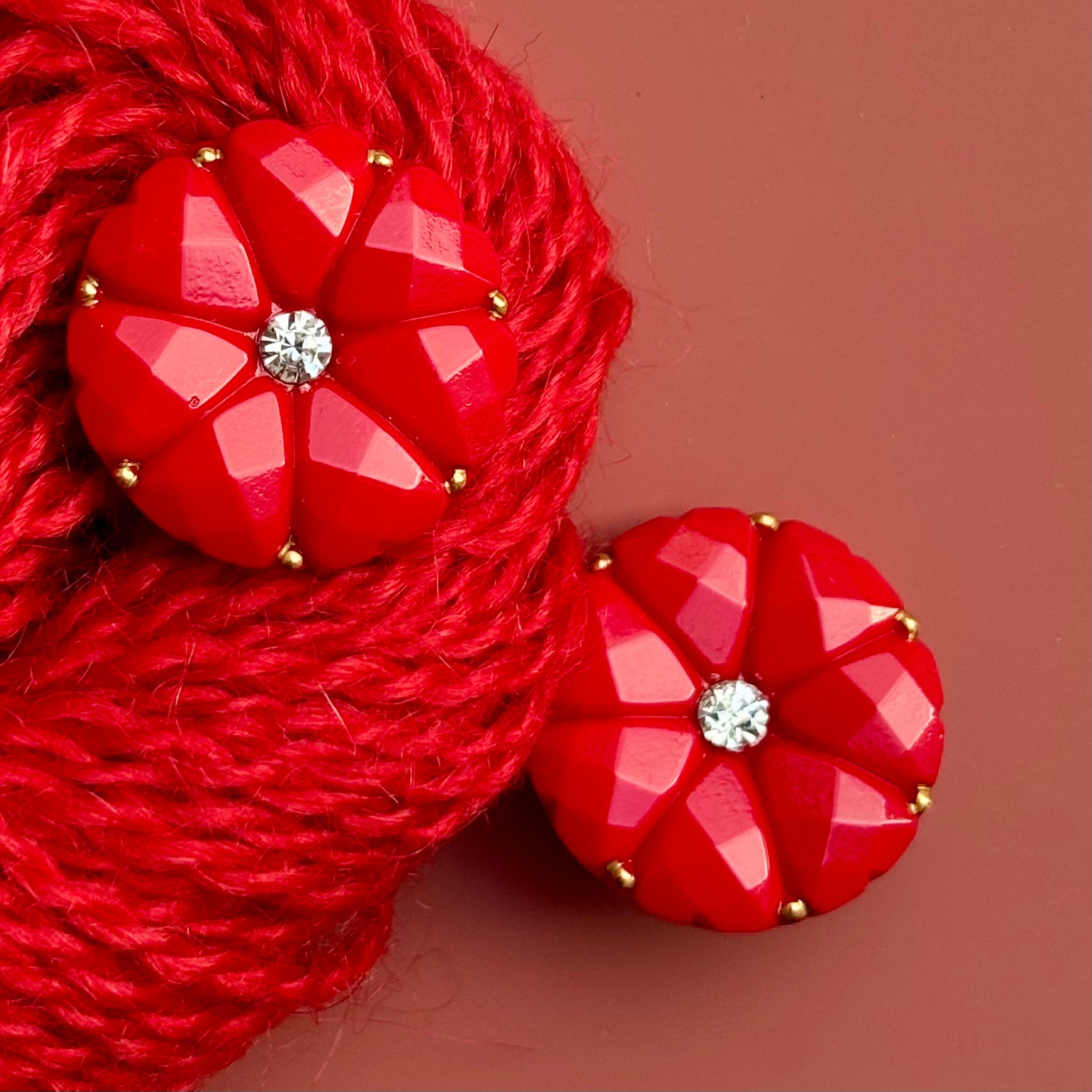 dahlia glasknap 22mm rød guld 