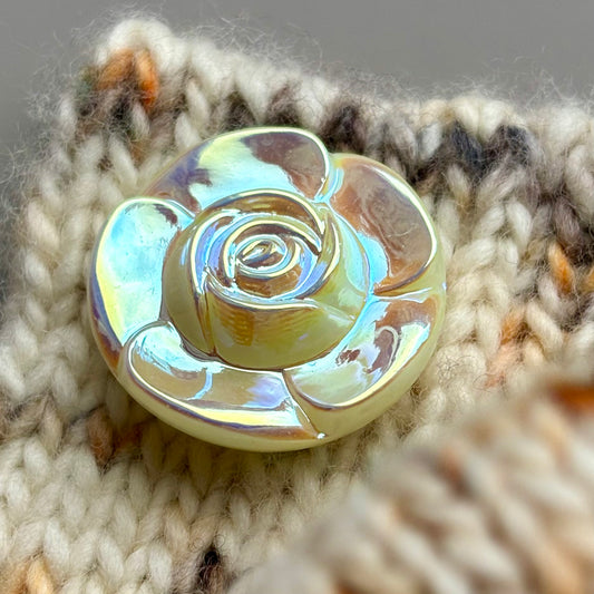 rose glasknap 26mm gul perlemorseffekt