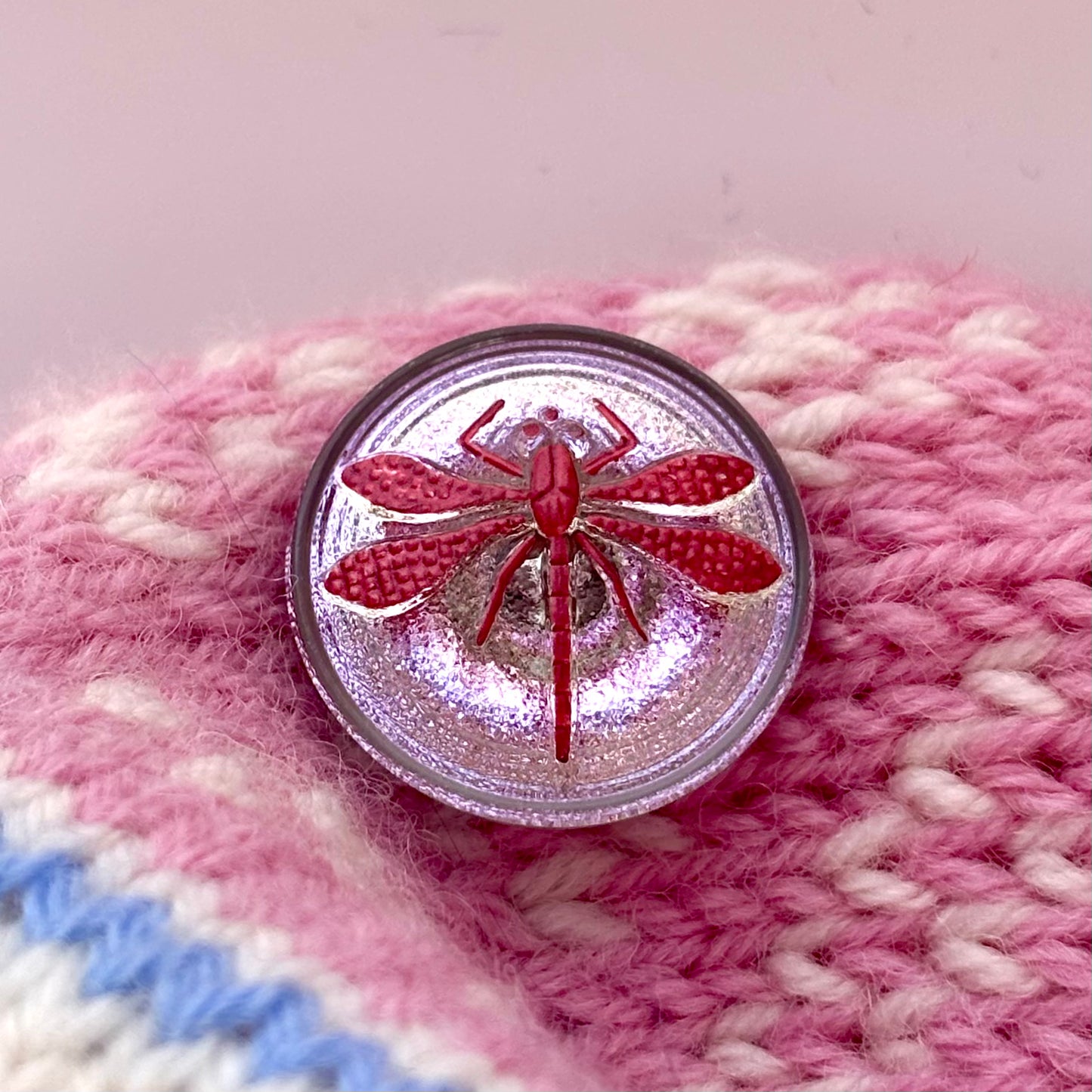 gulkdsmed glasknap 22mm rød rosa 