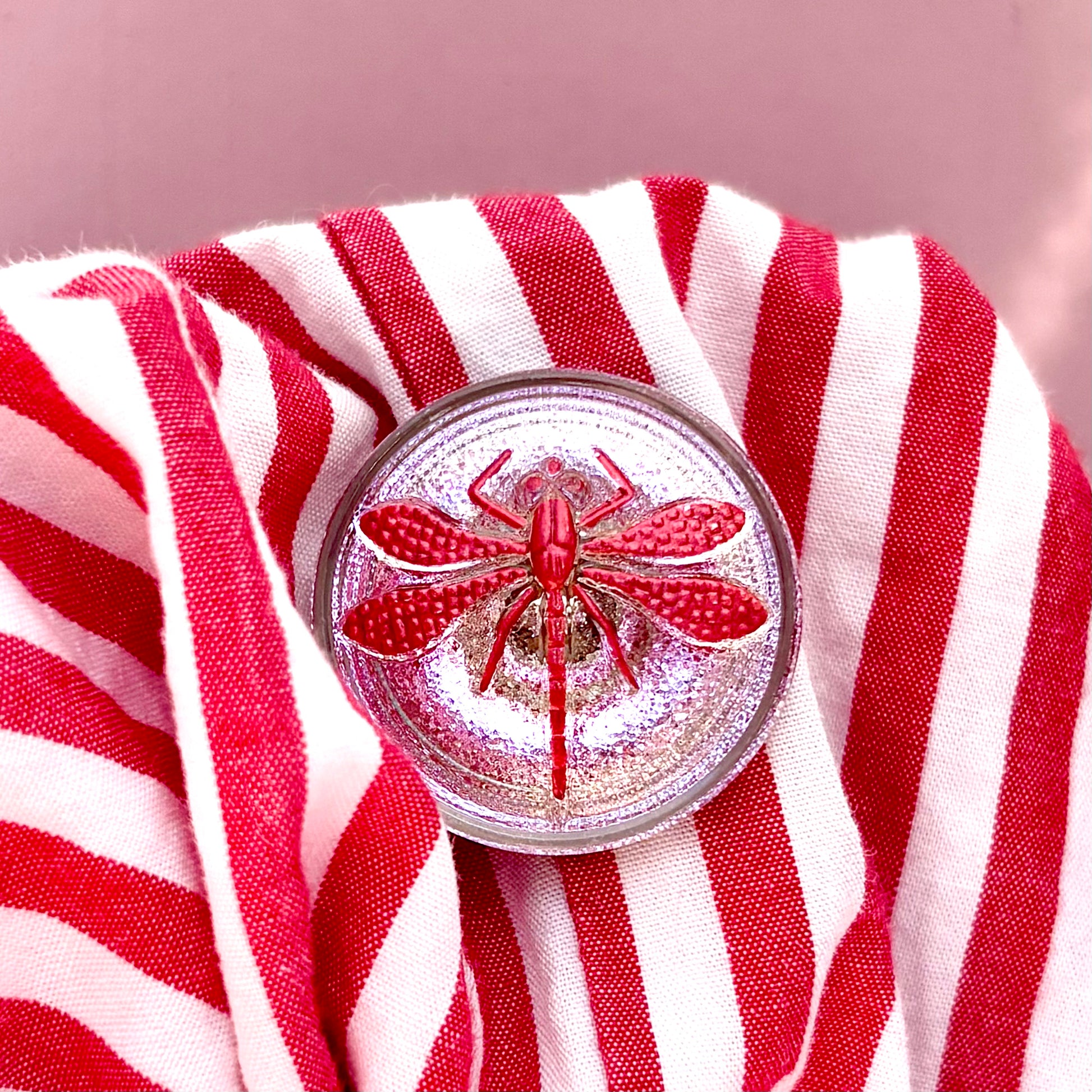 gulkdsmed glasknap 22mm rød rosa 