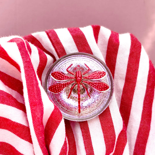 gulkdsmed glasknap 22mm rød rosa 
