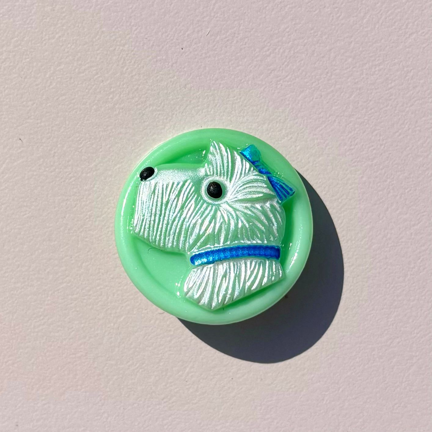 glasknap hund aqua grøn 22mm 