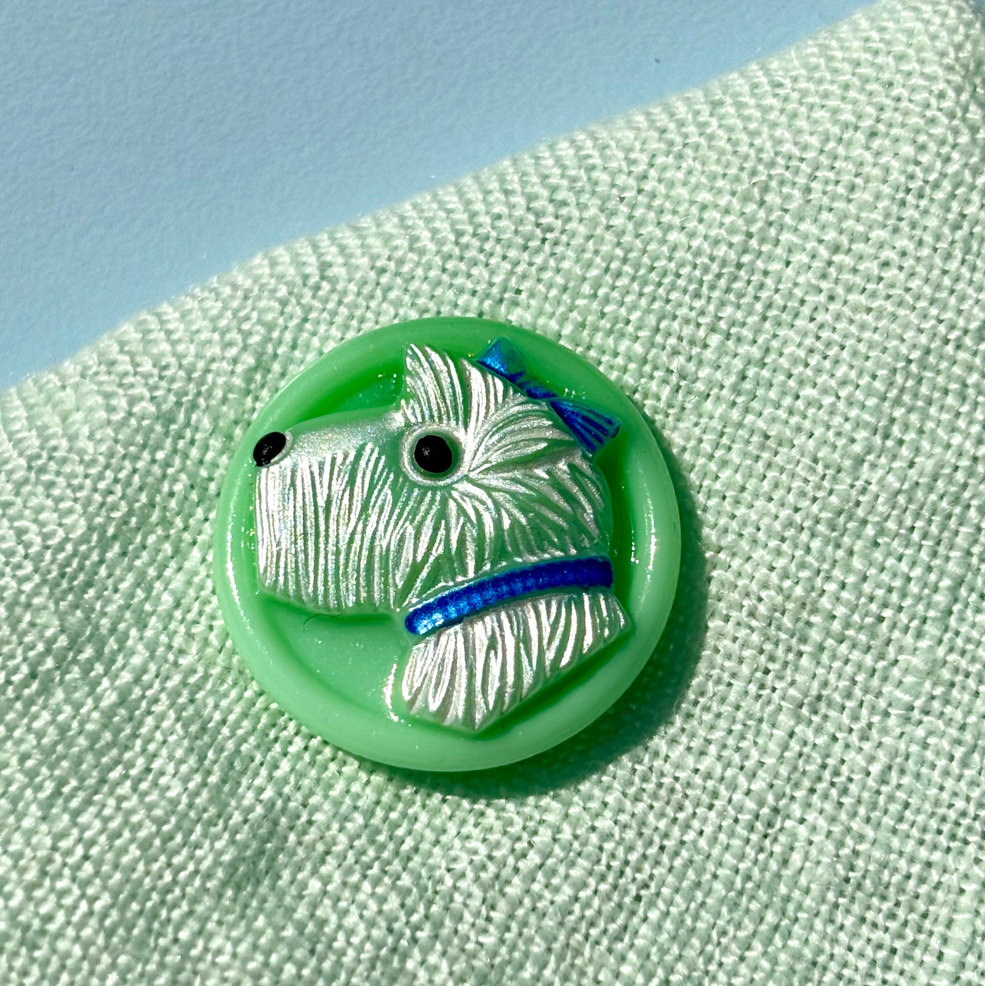 glasknap hund aqua grøn  22mm 