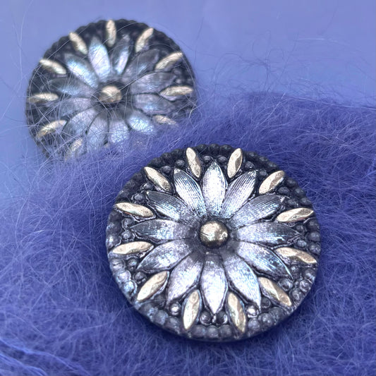 glasknap jasmin 32mm lilla sølv 