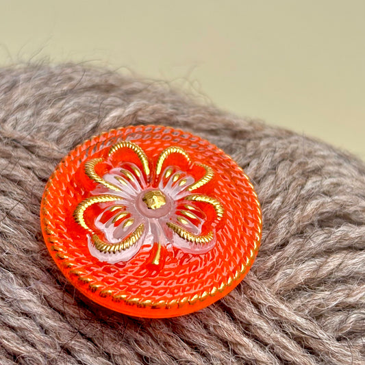 kløver glasknap 26mm orange guld 