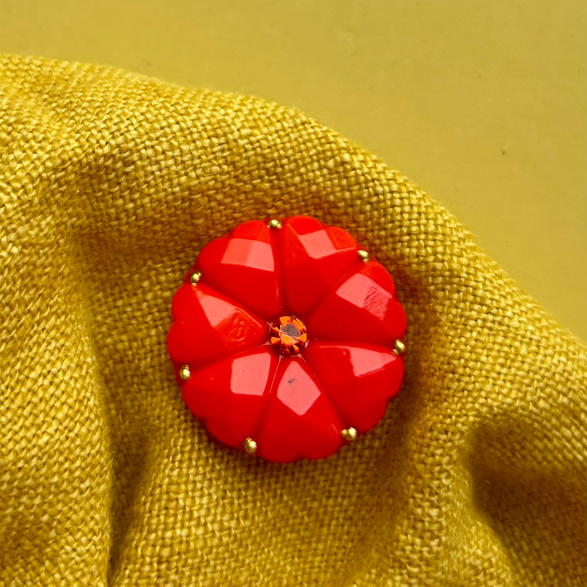 glasknap dahlia orange guld klar similisten 18mm 