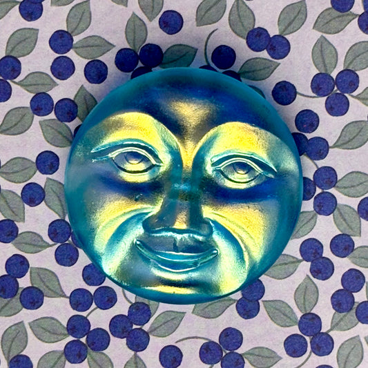 glasknap maane mand 32mm blå perlemor