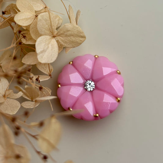 glasknap dahlia pink 22mm guld klar similisten 