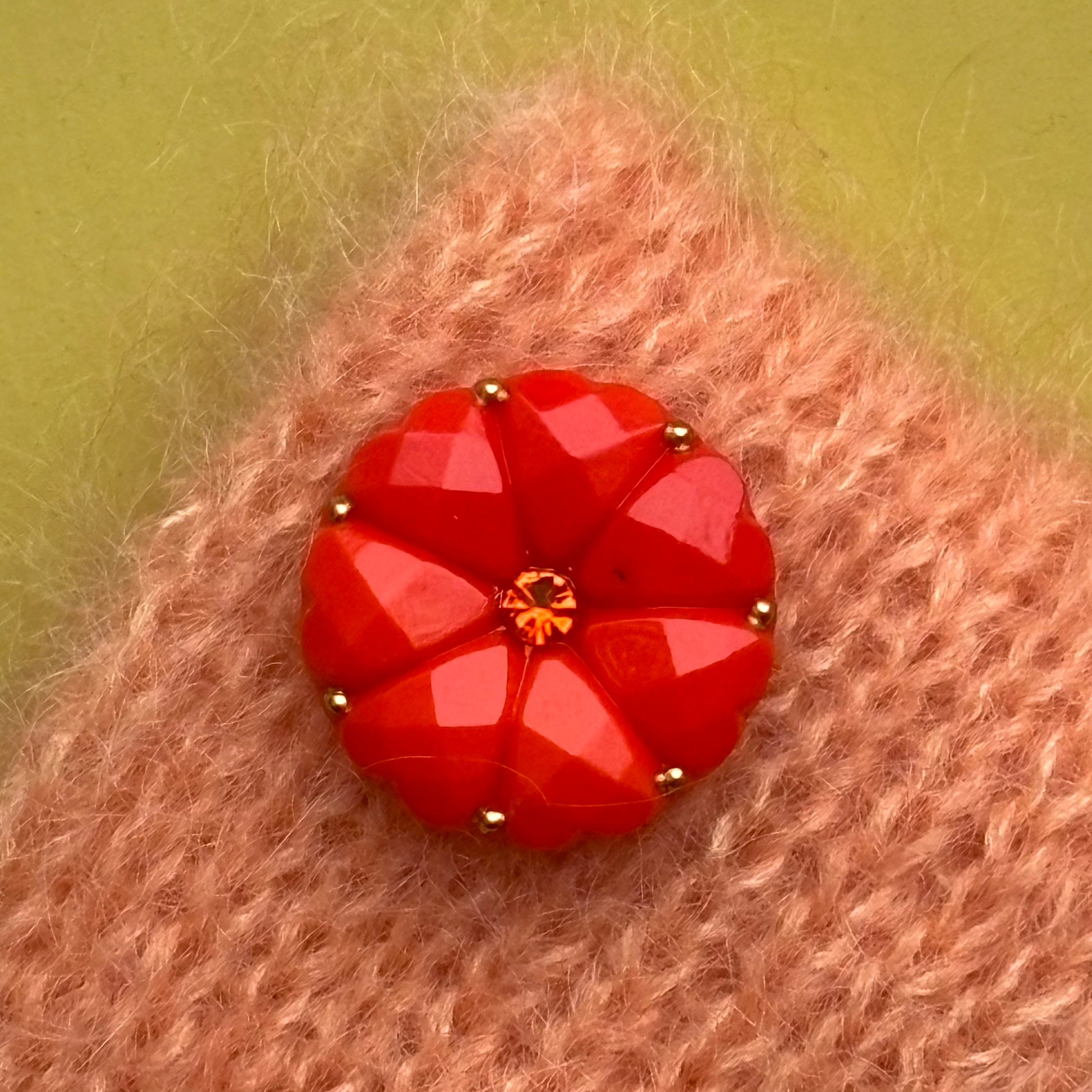 glasknap dahlia orange guld klar similisten 18mm 