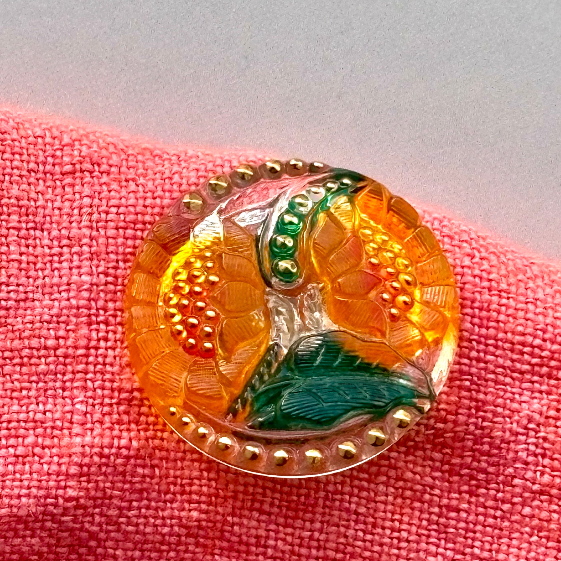 glasknap ries rose blomst knap gul guld 22mm 