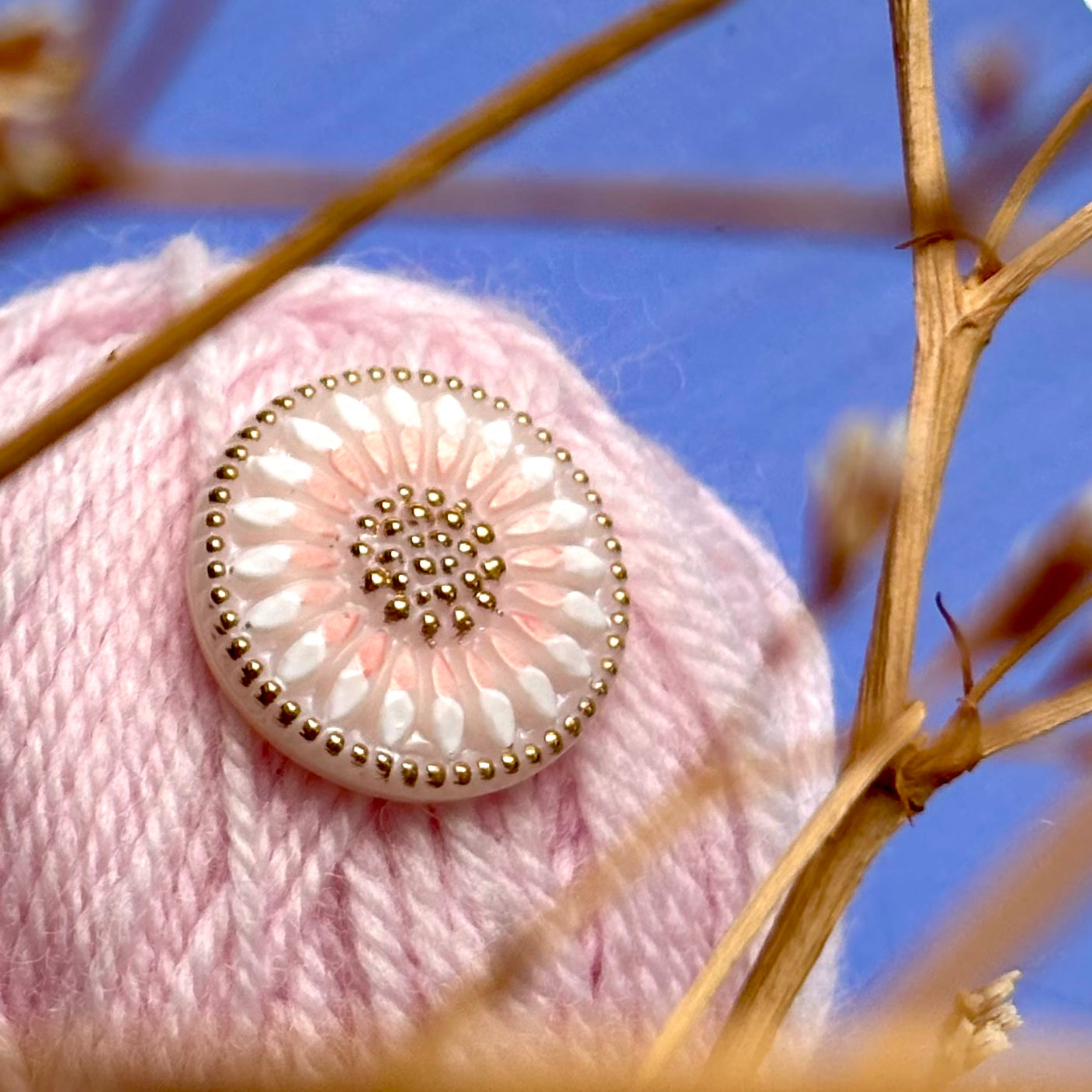 håndlavet glasknap rosa guld 22mm 